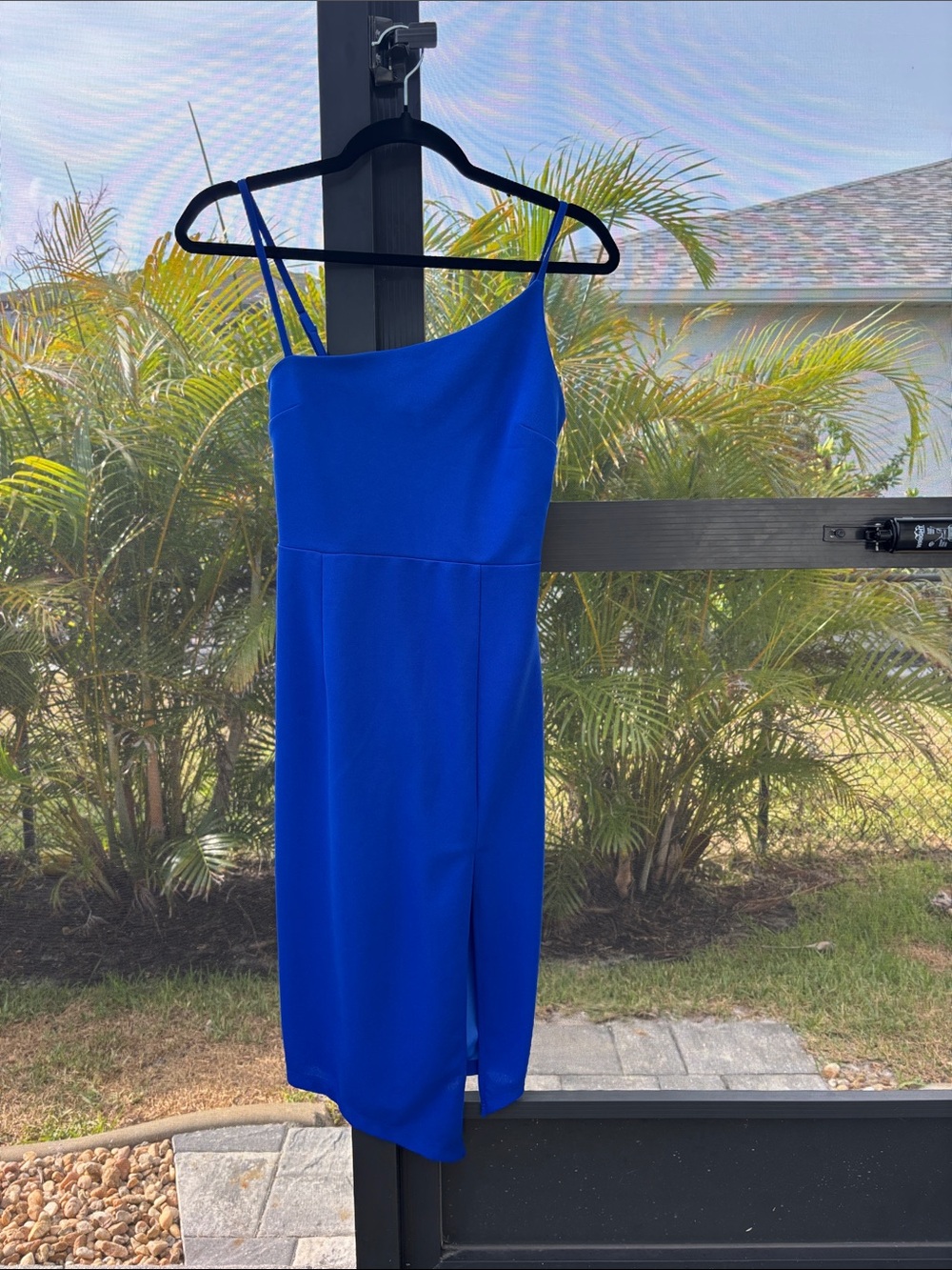 Lulu's Royal Blue Asymmetrical Slip Dress
